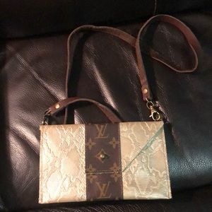 Boutique up cycled snakeskin envelope crossbody